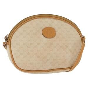 GUCCI Micro GG Supreme Shoulder Bag PVC Cream Gold Auth 160231